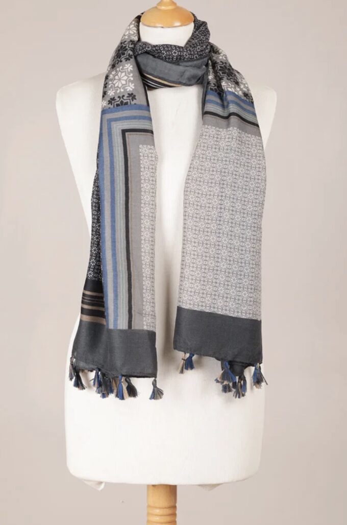sciarpa riga grigio/azz
